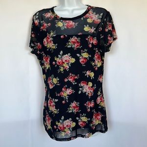 Love on Tap XL Navy Blue Floral Blouse